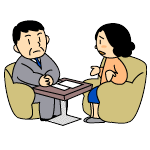 女性が男性に相談しているイラスト