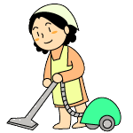 女性が掃除機をかけているイラスト